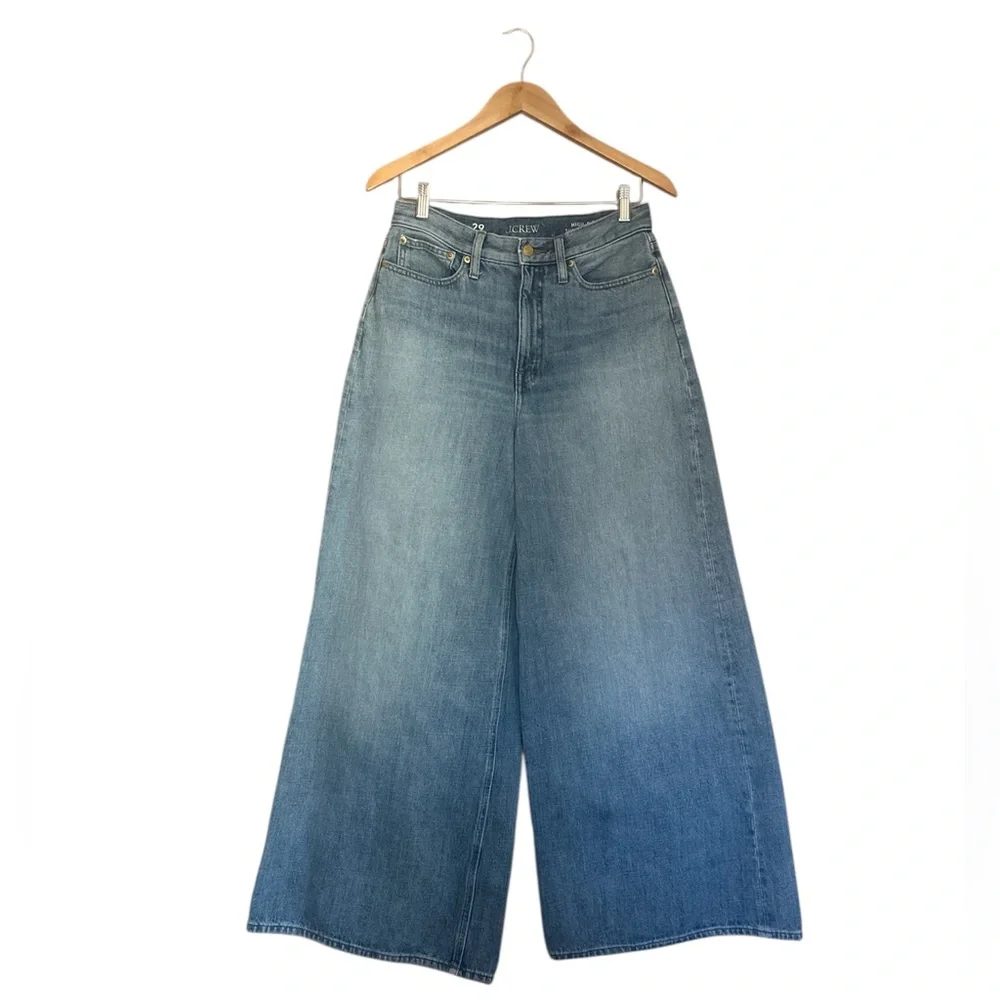 J.Crew High Rise Super Wide Leg Light Washed Size 29 - Picture 2 of 11